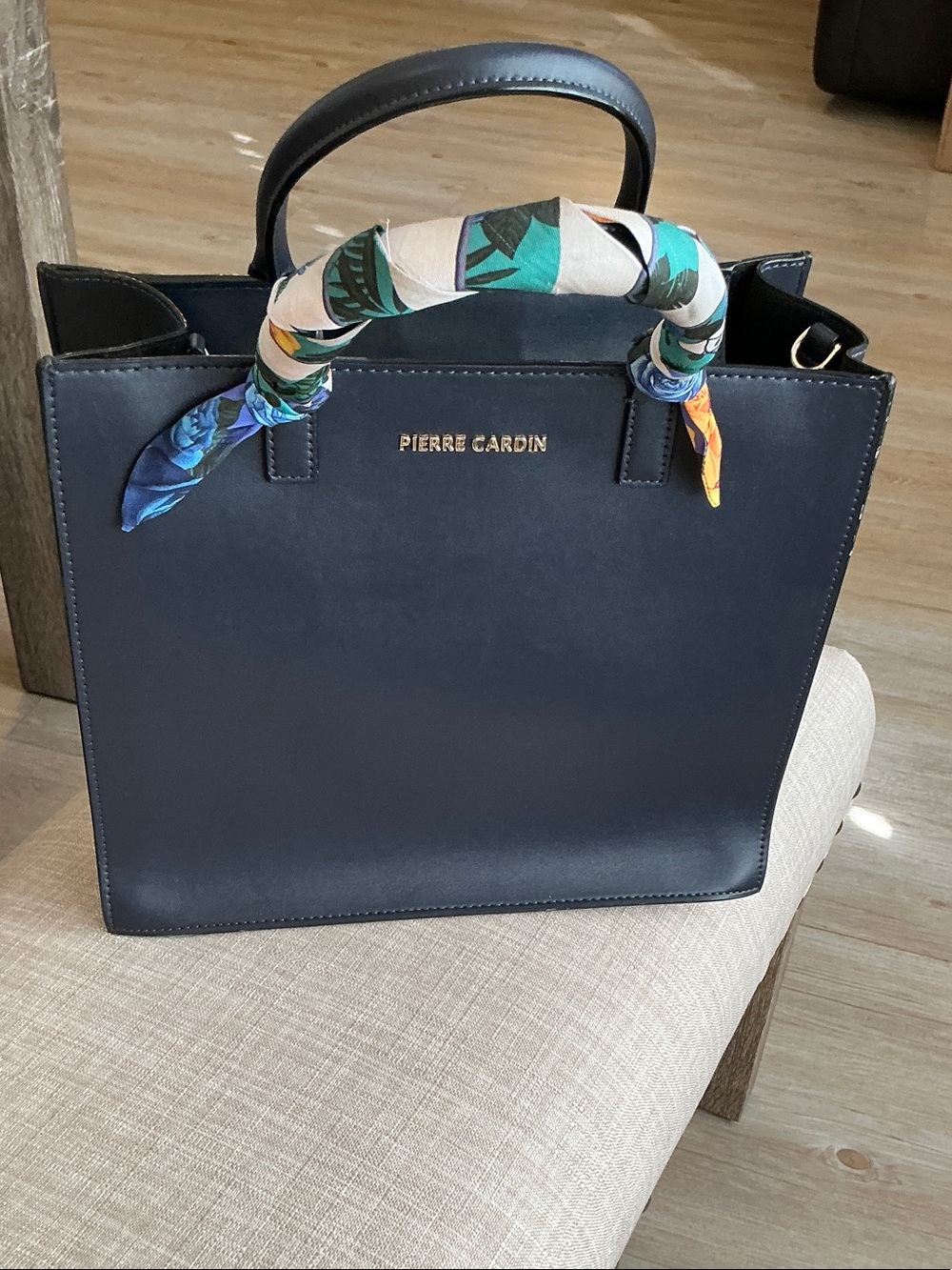 Pierre Cardin Navy leather tote bag